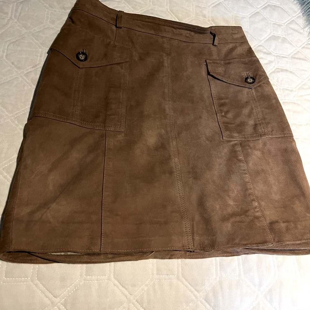 Leather suede skirt  obove knee size 6  caroll brand